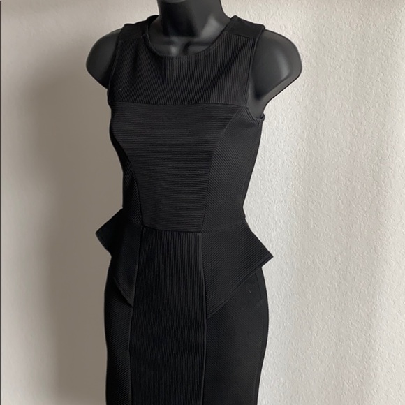 Black Peplum Pencil Dress - Picture 3 of 6